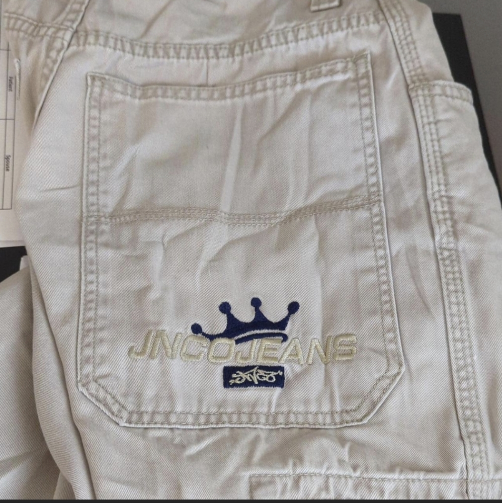 SOLD JNCOS blue crowns 28 waist 30 L from the 90s cream color RARE large pockets - Picture 8 of 8